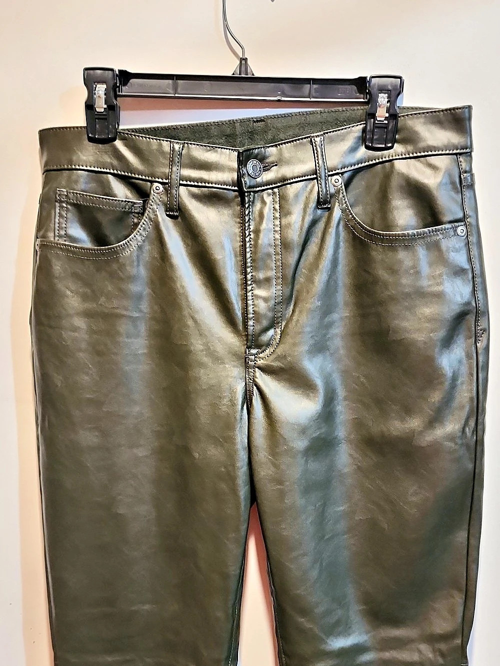 Gap Vintage Slim High Rise Leather  Jeans Green Waist 31 - Picture 3 of 11